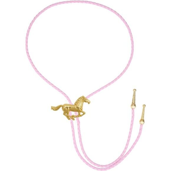 Horse Bolo Tie Western Cowboy Necktie 3# Golden Horse Bolo Tie-pink - Picture 5 of 7